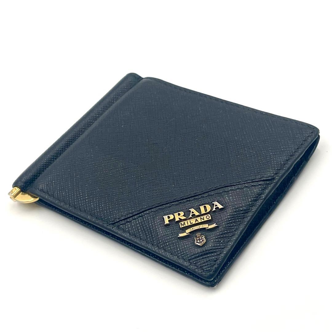 PRADAプラダ マネークリップ サフィアーノ メタルロゴ 折り財布 RFID