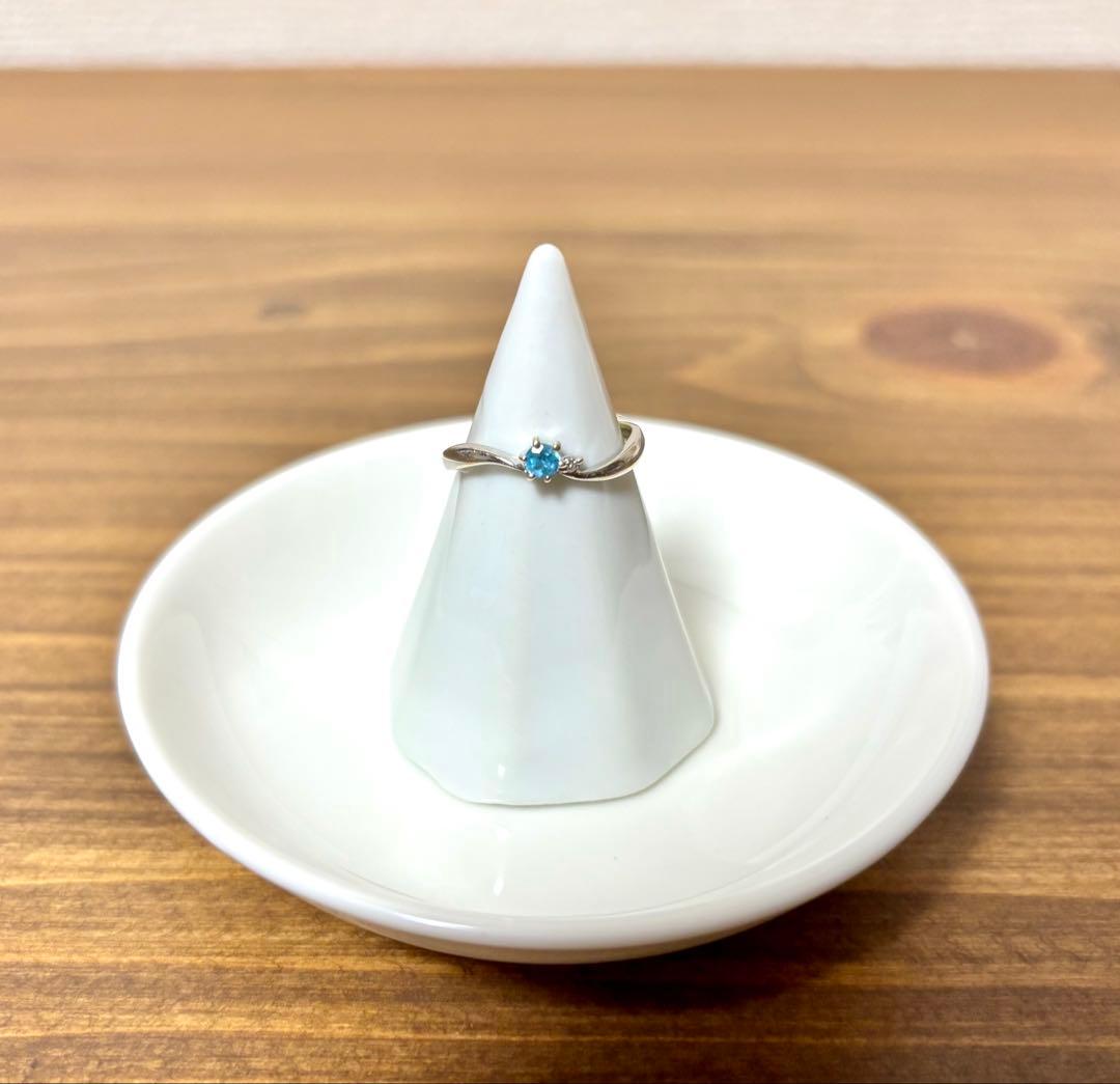 K18WGダイヤ/ブルートパーズ リング 11号