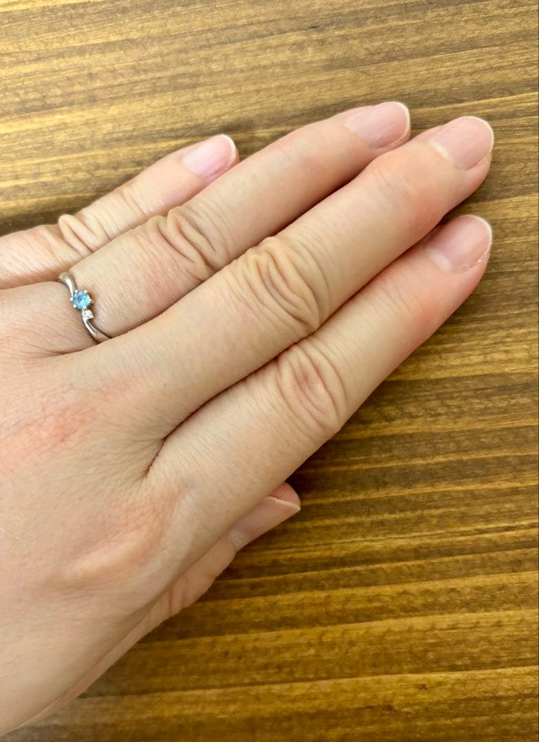 K18WGダイヤ/ブルートパーズ リング 11号