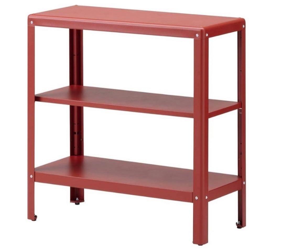 廃盤カラー ikea KOLBJÖRN 赤 スチール製 3段ラック シェルフ