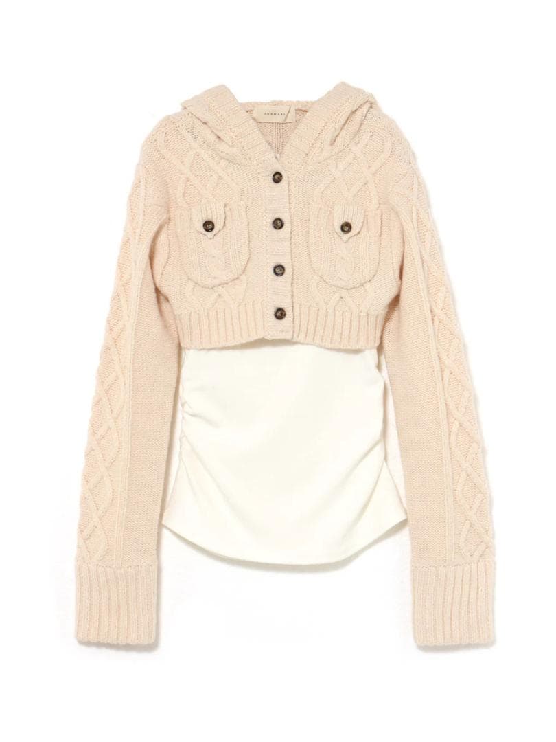 新品ANDMARY Mary logo cable knit set ivory
