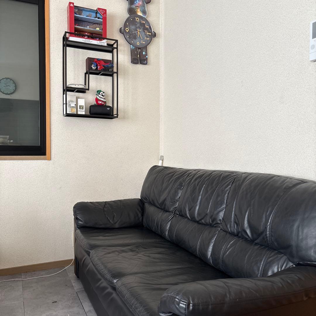 ブラックレザー 2人掛けソファ