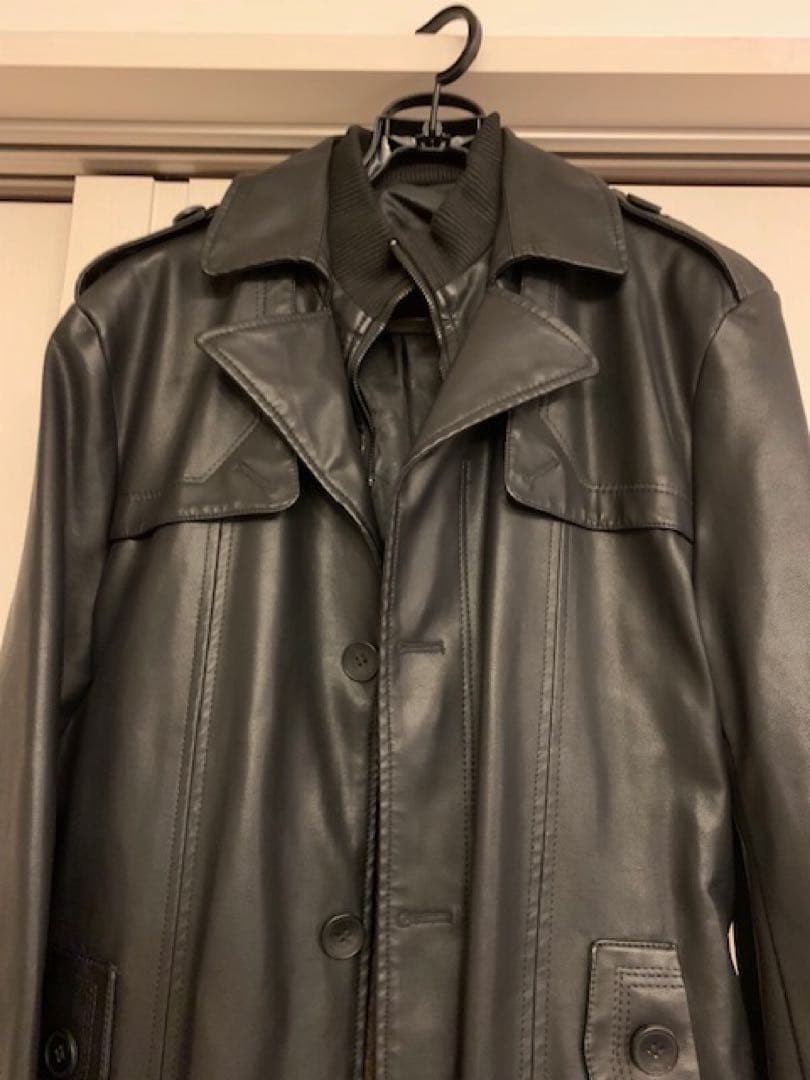 お値下げ！! 新品　レザートレンチコート 黒