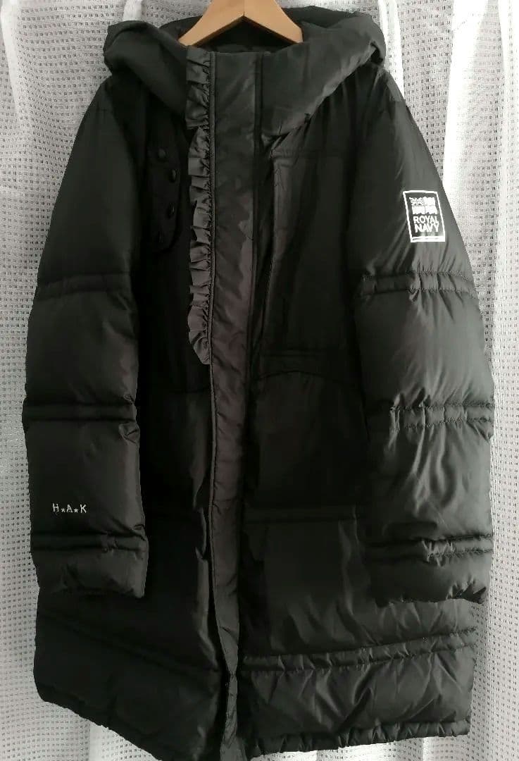 H.A.K.　 NAVY　コラボ　ダウンコート　フリル　ブラック