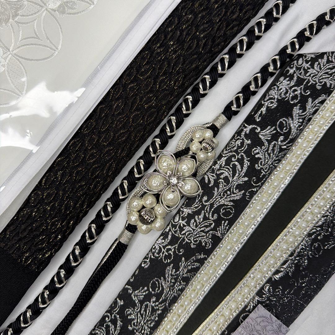 新品　2026年モデル　帯締め　帯揚げ　半襟　重ね襟　セット　振袖用　黒