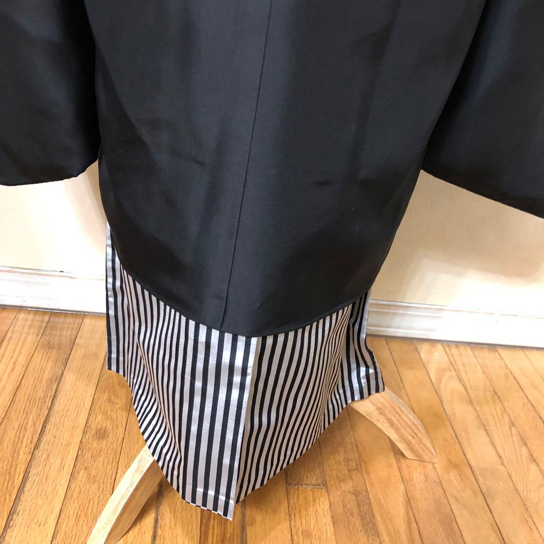 七五三着物五歳‼️完全フルセット‼️黒紋付格上アンサンブル‼️縞人気袴⭐︎日本男子逸品