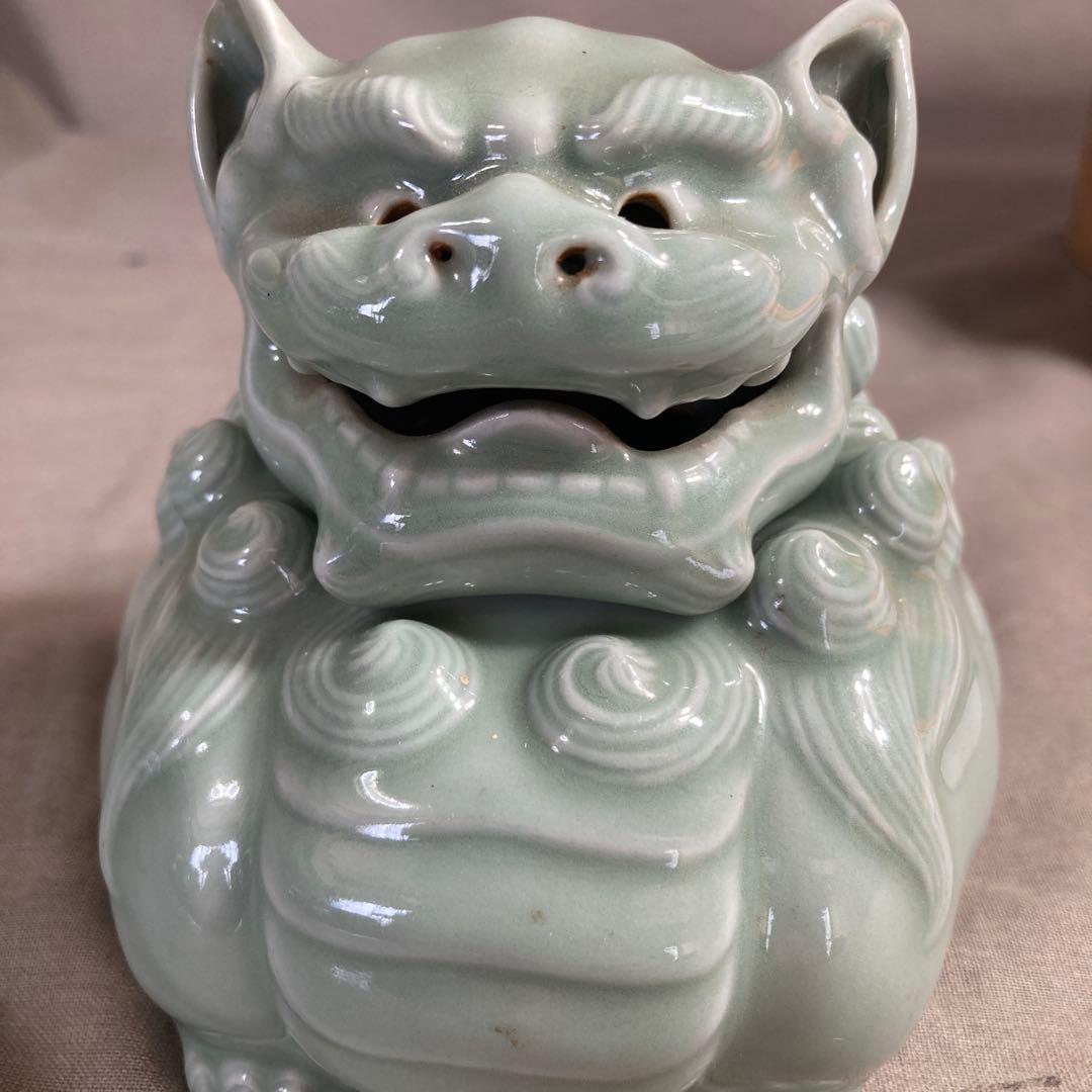 【松本佩山】孤高の陶芸家　日本の名窯　有田年木庵窯　松本佩山作　青磁　獅子形香炉