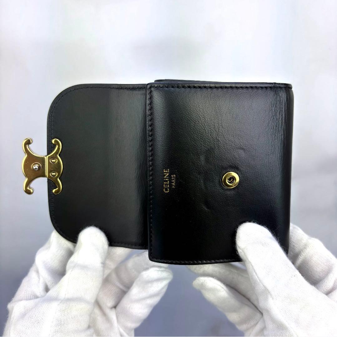【極美品✨】 CELINE スモール フラップウォレット トリオンフ ブラック