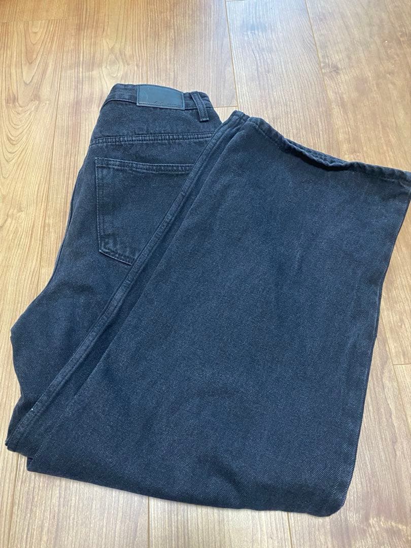 na.e Wide Loose Jeans_Black Lサイズ ロング丈