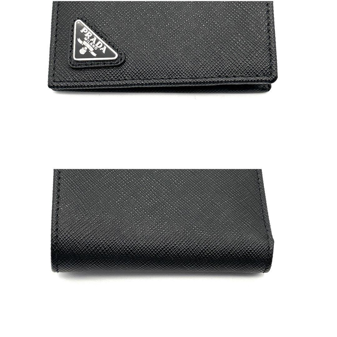 未使用級◆PRADA 二つ折り財布 サフィアーノ 三角プレート ブラック