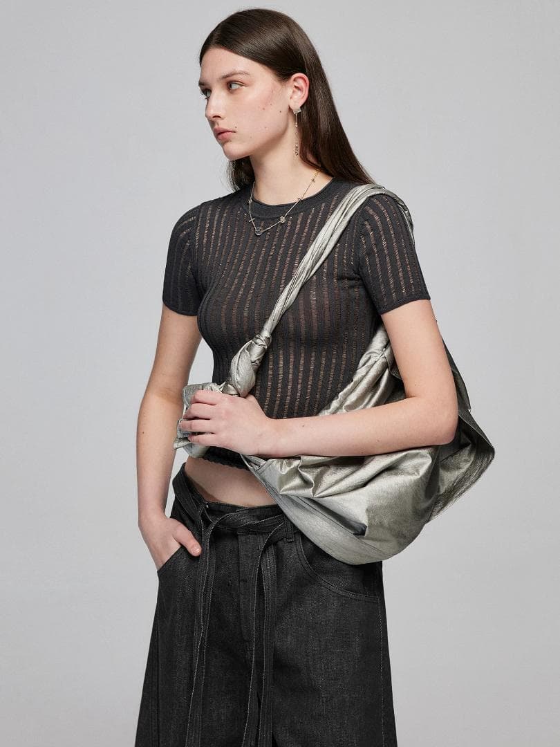 Simple Project プリーツショルダーバッグ オールマッチ 男女兼用