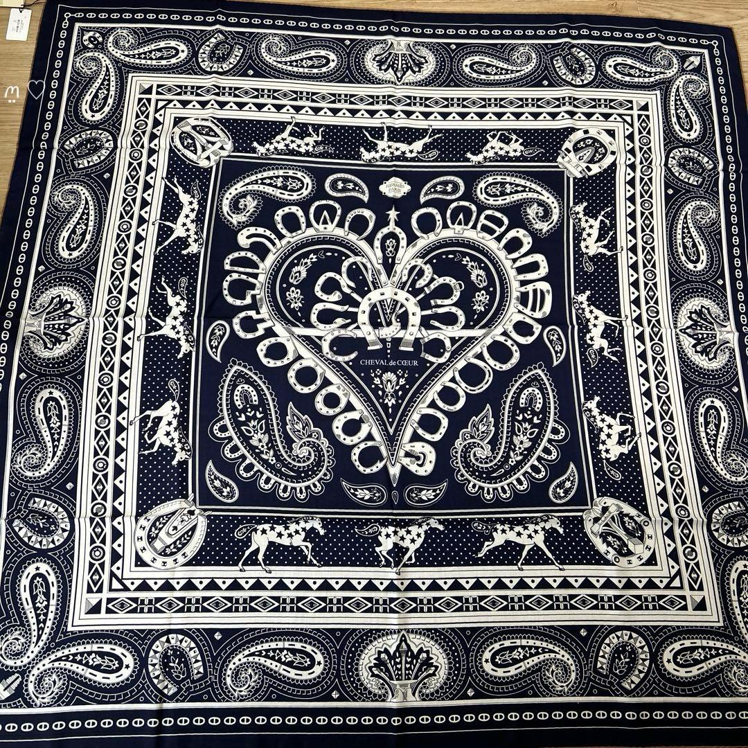 新品　新作エルメス　カレ140　ジェアン　シュヴァルドゥクールバンダナ　カシシル