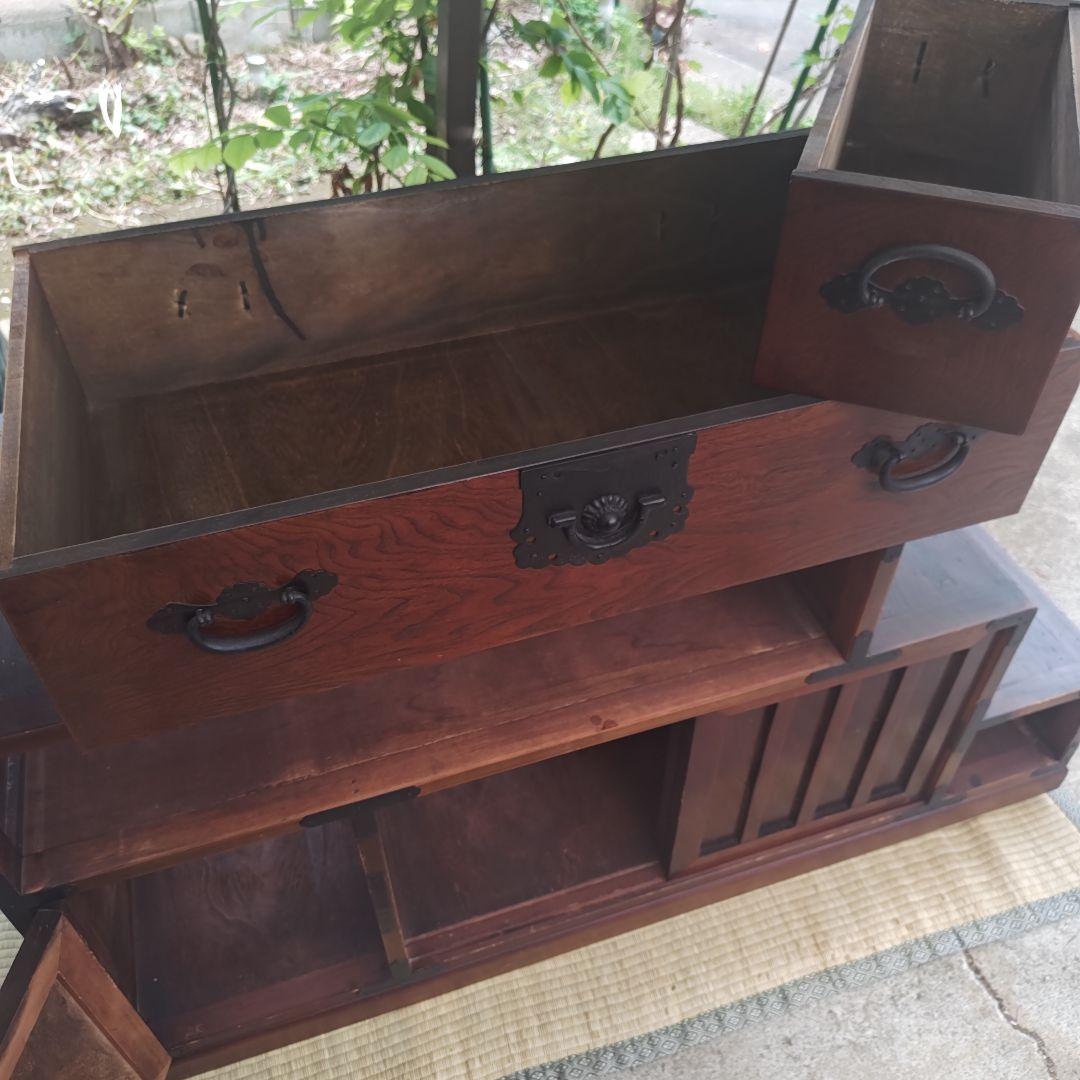 昭和レトロ　階段桐タンス　飾り棚　古民家　当時物　W117㌢