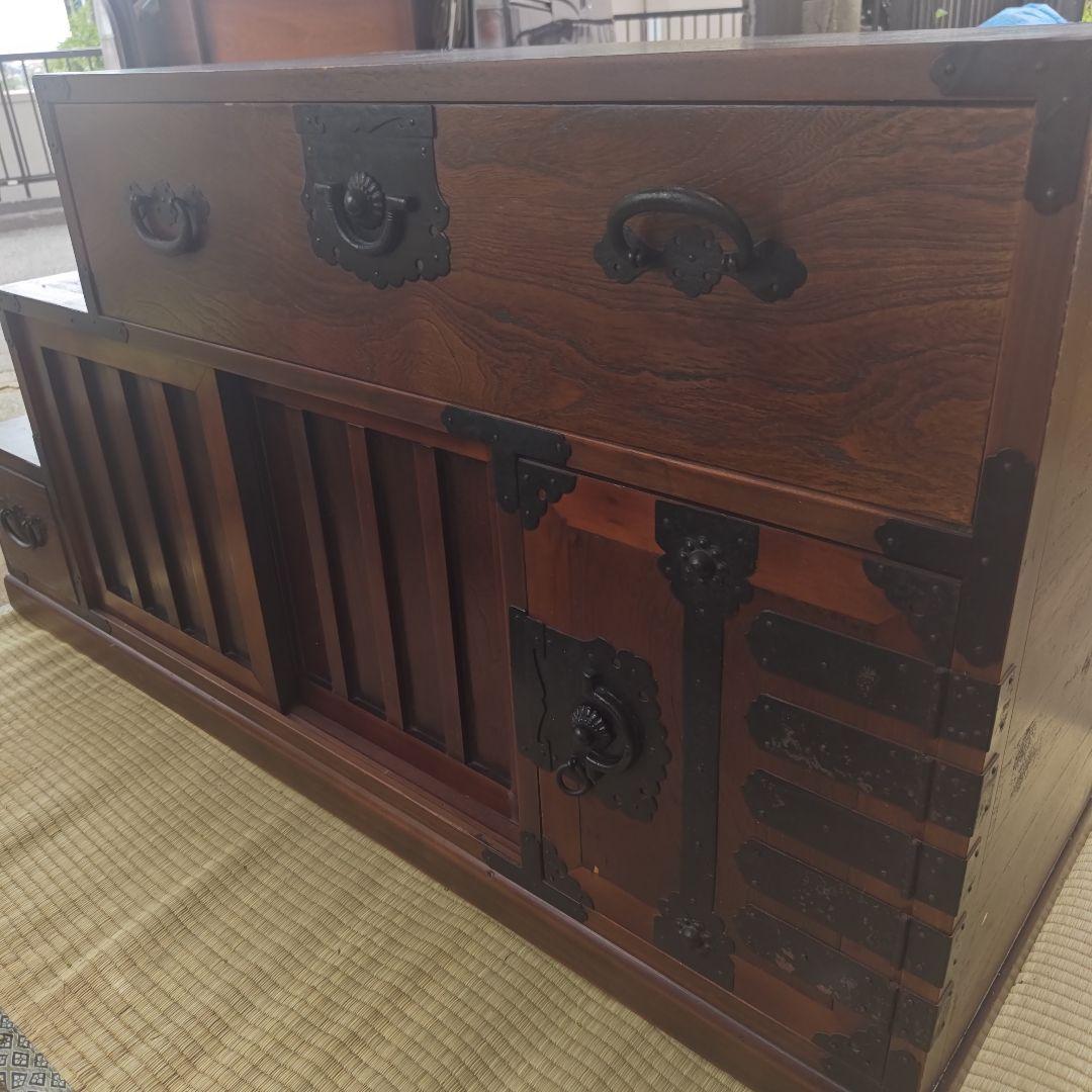 昭和レトロ　階段桐タンス　飾り棚　古民家　当時物　W117㌢