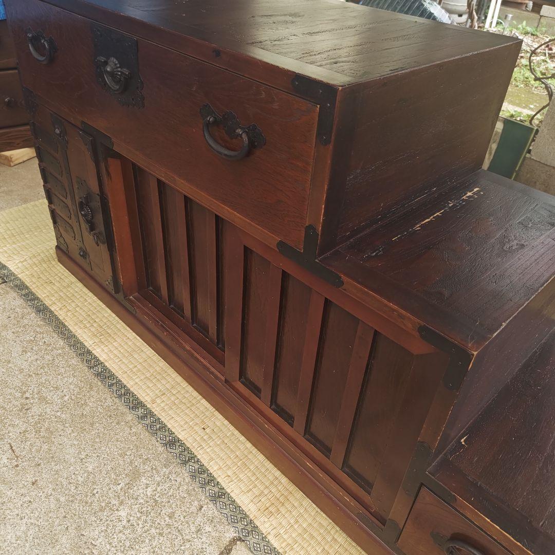 昭和レトロ　階段桐タンス　飾り棚　古民家　当時物　W117㌢