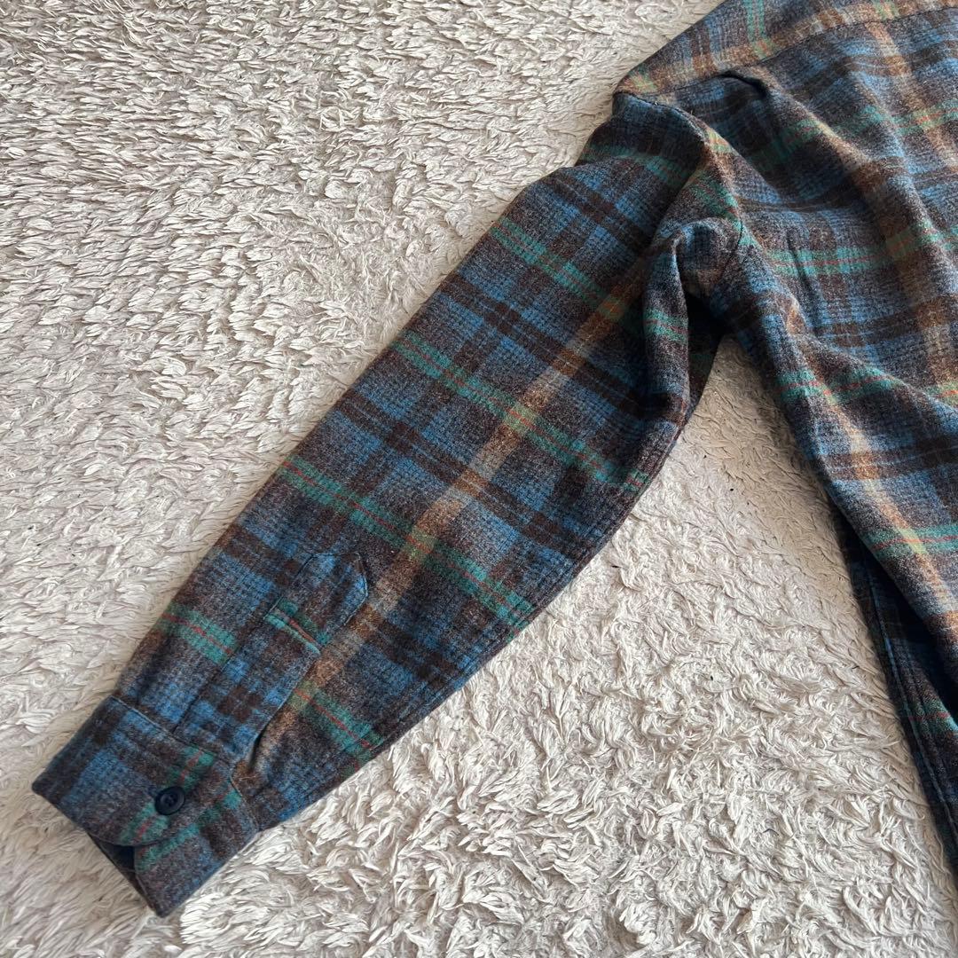 70's /ペンドルトン/ボードシャツ/開襟/ブルー/チェック/