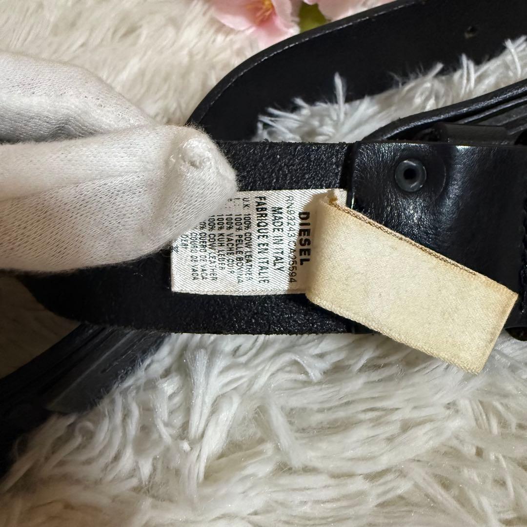 diesel ベルト 本革 メタルロゴ メンズ　イタリア製　レザー　y2k 黒