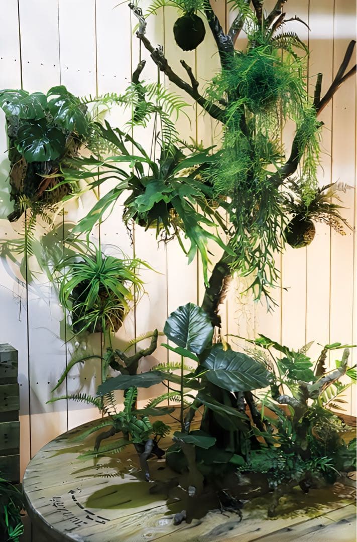 光触媒　人工観葉植物　ウォールグリーン　ミックスファンスタンプウッド