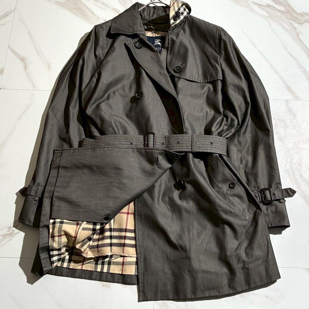 バーバリーロンドン トレンチコート ノバチェック ライナー Aライン グレー
