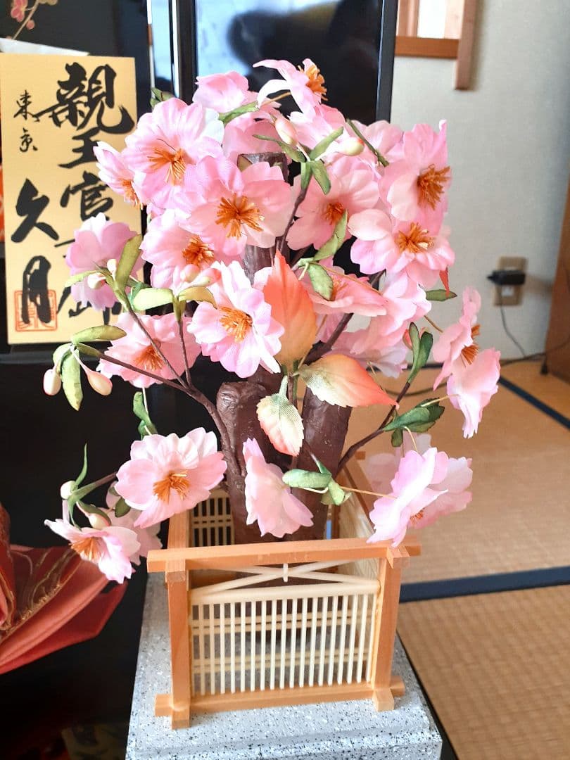 お雛様セットA　五人飾り　衣装着木製二段雛壇は含まず　ひな祭り　ぼんぼり　桜橘