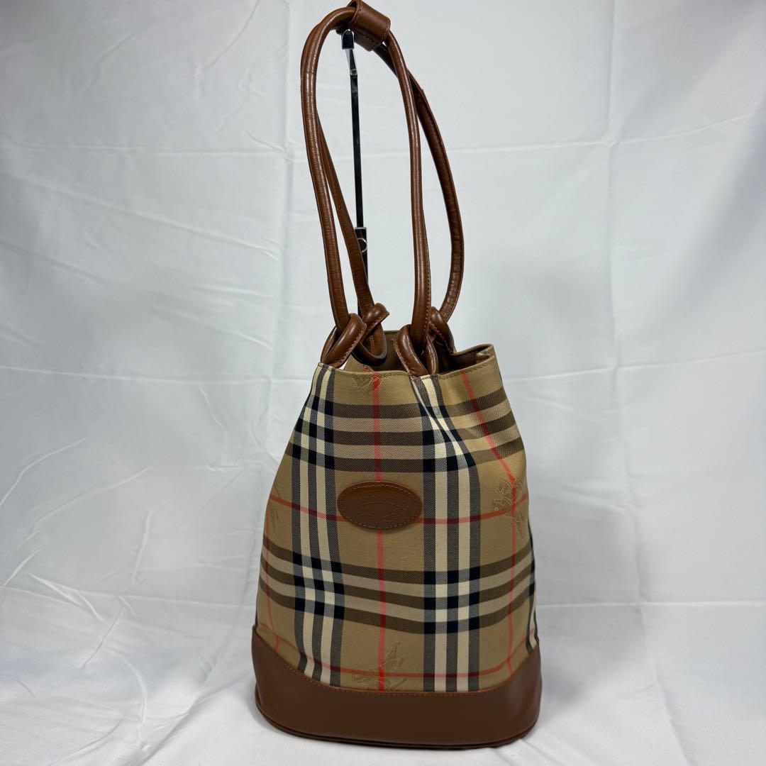 【美品】バーバリー　シャドーホース　ノバチェック　ワンショルダー　月桂冠　レザー