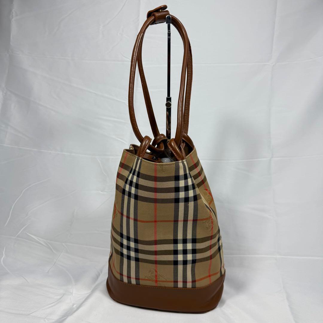 【美品】バーバリー　シャドーホース　ノバチェック　ワンショルダー　月桂冠　レザー