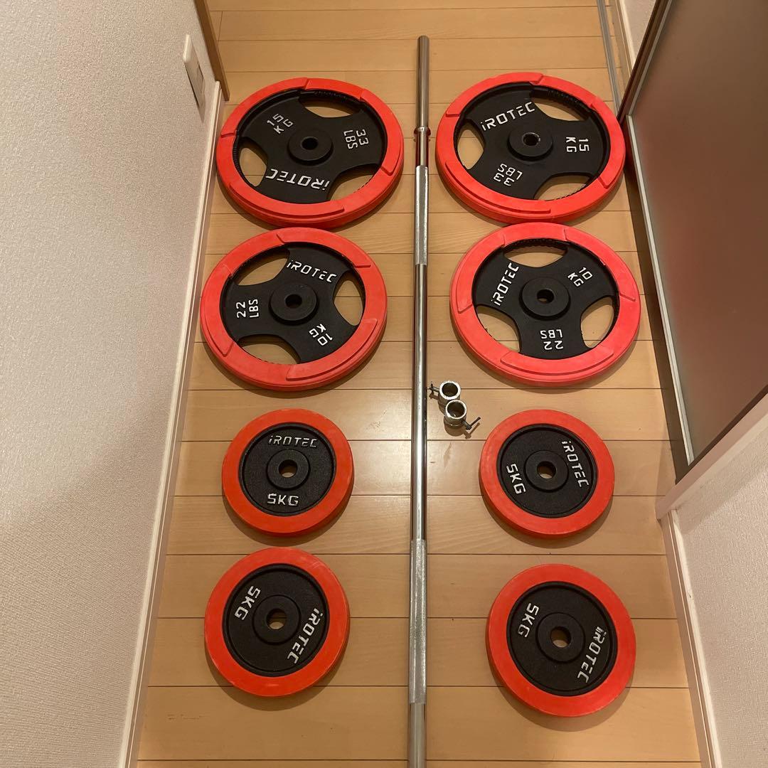 【直接：引き取り限定】IROTECアイロテックラバーバーベル 80KGセット