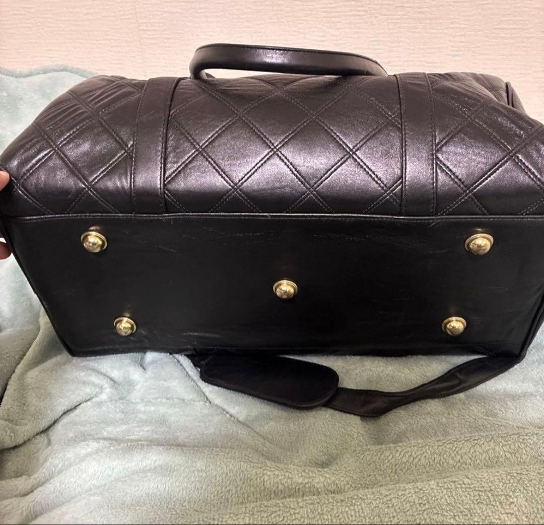 T*K様 CHANEL ヴィンテージ 黒 キルティング ロゴ レザー ボストンバ