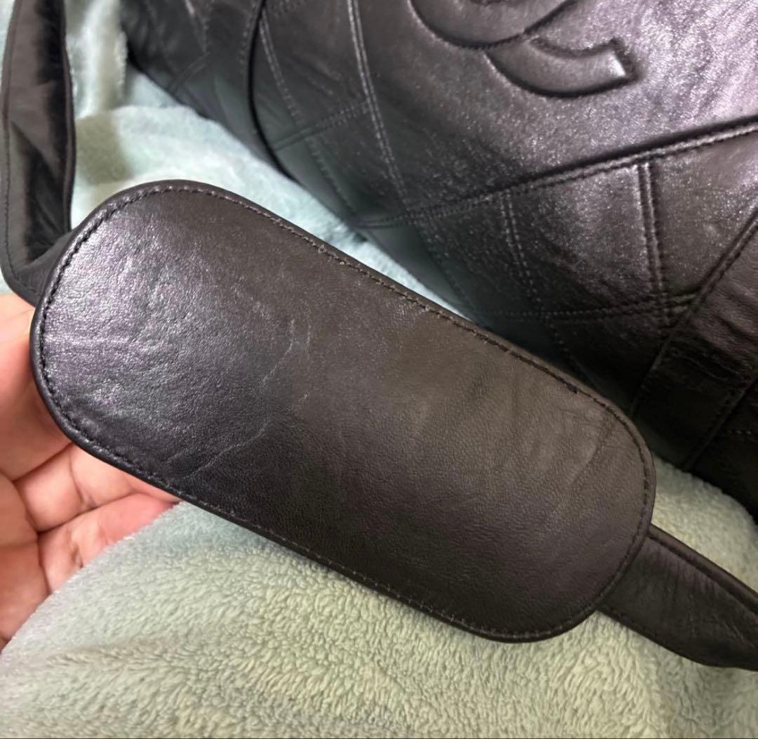 T*K様 CHANEL ヴィンテージ 黒 キルティング ロゴ レザー ボストンバ