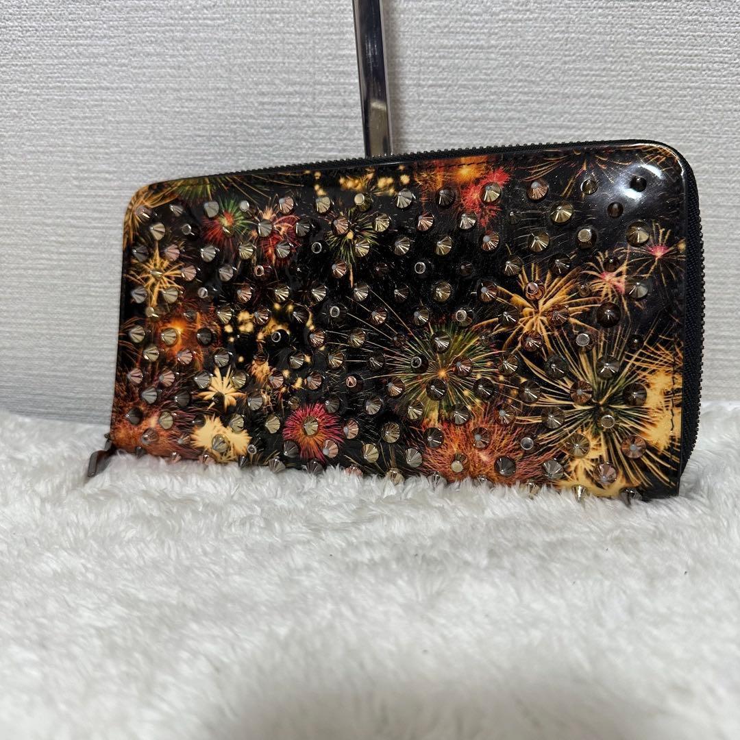 ✨極美品✨クリスチャンルブタン長財布 スタッズ スパイク 花火 ブラック メンズ