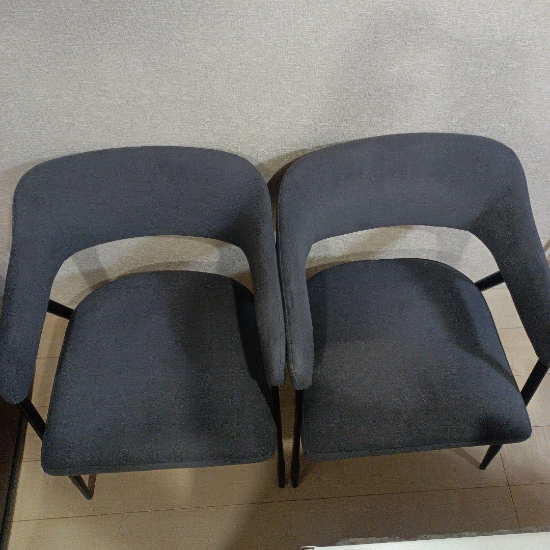 ニトリ　肘付きダイニングチェア(イジー2 GY)　2脚セット