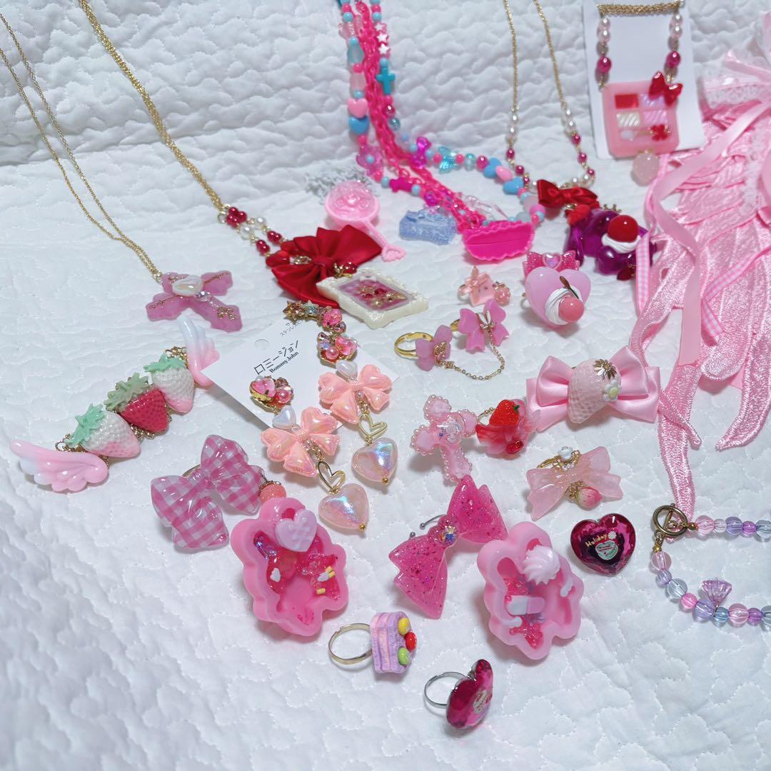 【28点セット売り】ピンク ハンドメイドアクセサリー ロリィタ 量産型 ガーリー