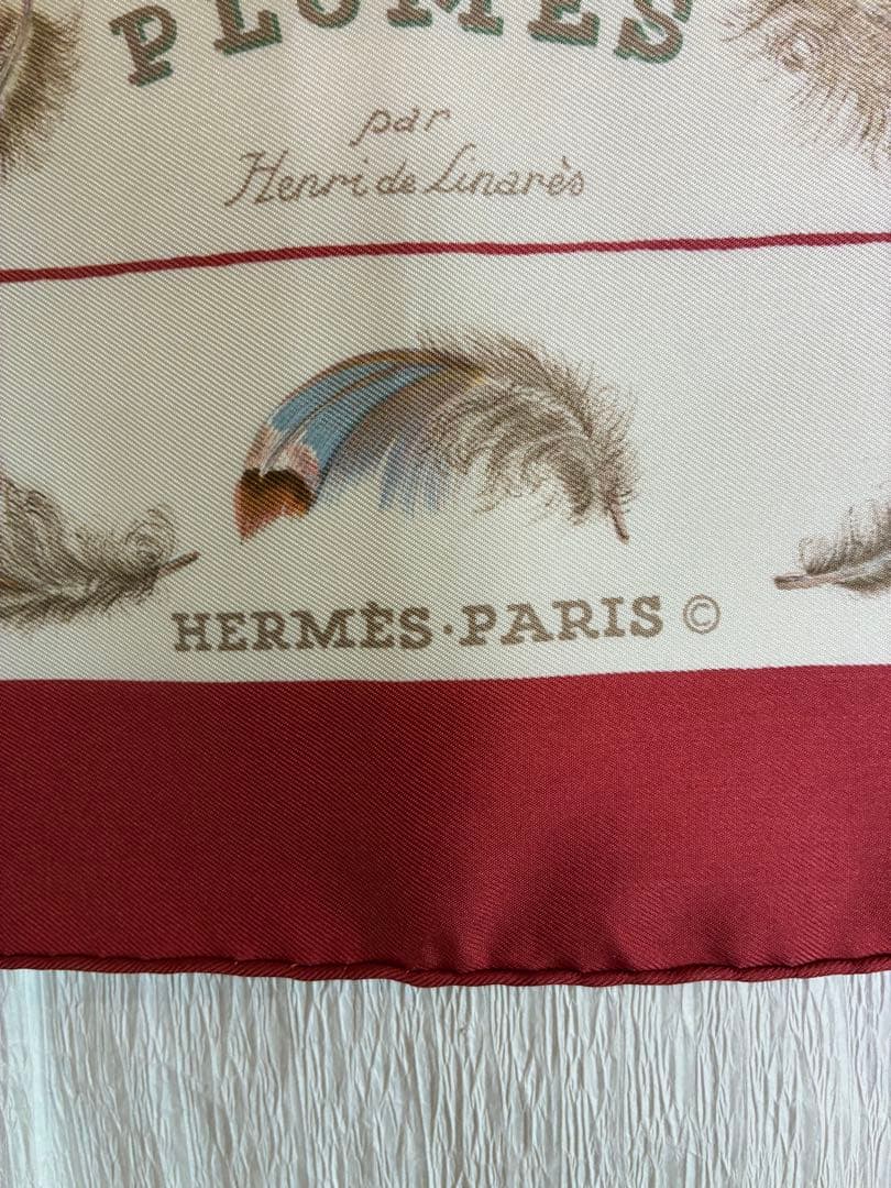 あ*き様 HERMÈS PLUMES シルクスカーフ 90cm