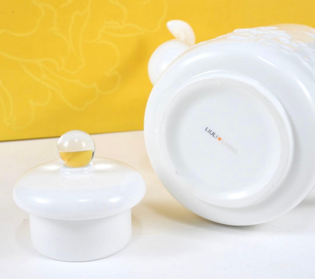 LIULI LIVING レジャー四季 ポット&カップセット 四季の花彫り