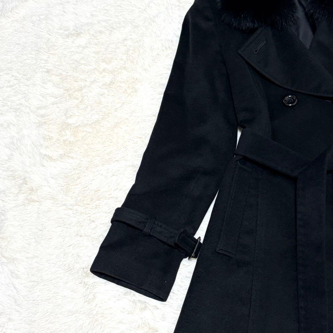 バーニーズニューヨーク フォックスファー カシミヤ100% ダブルコート ベルト