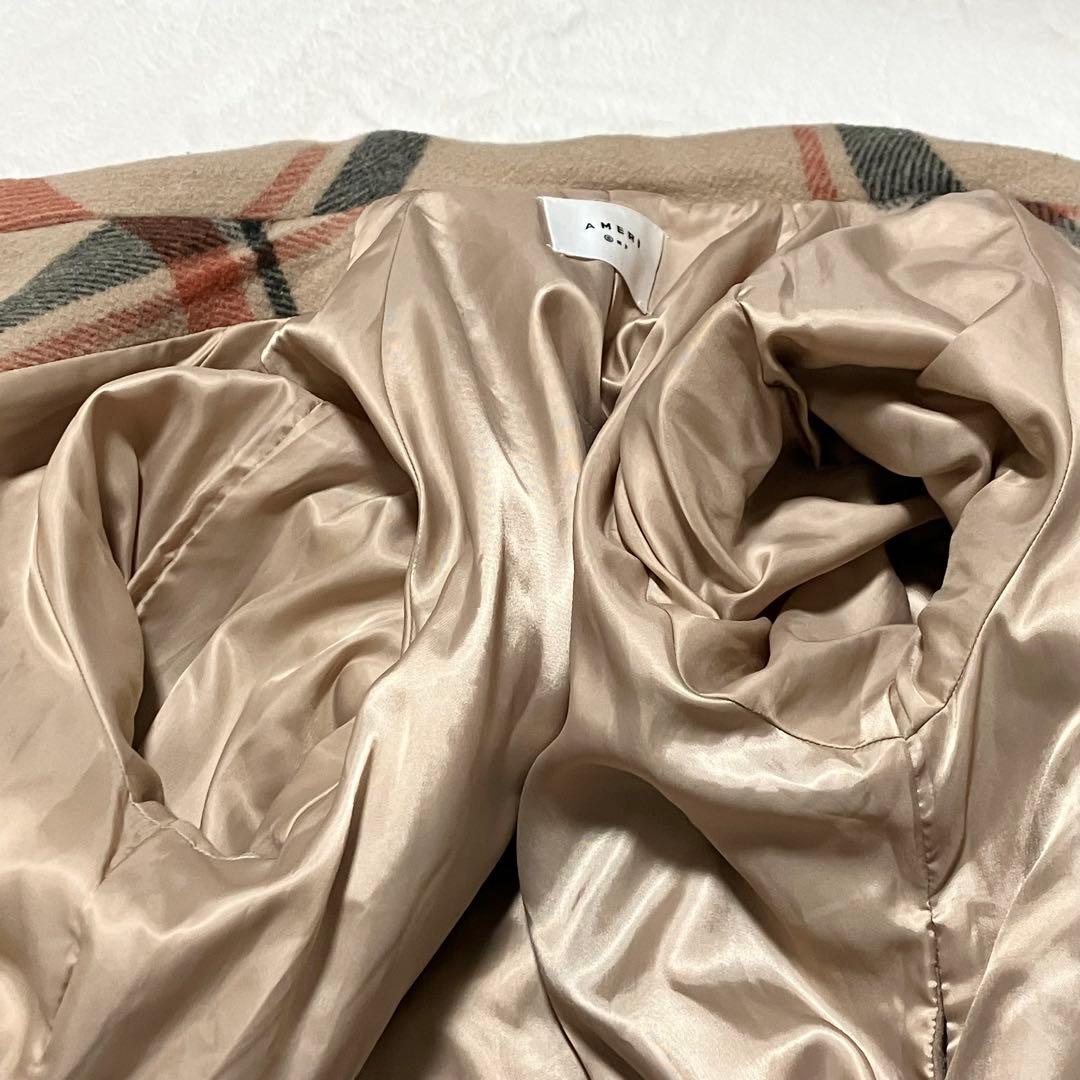 Ameri ヴィンテージ CHECK SOUTIEN COLLAR COAT M