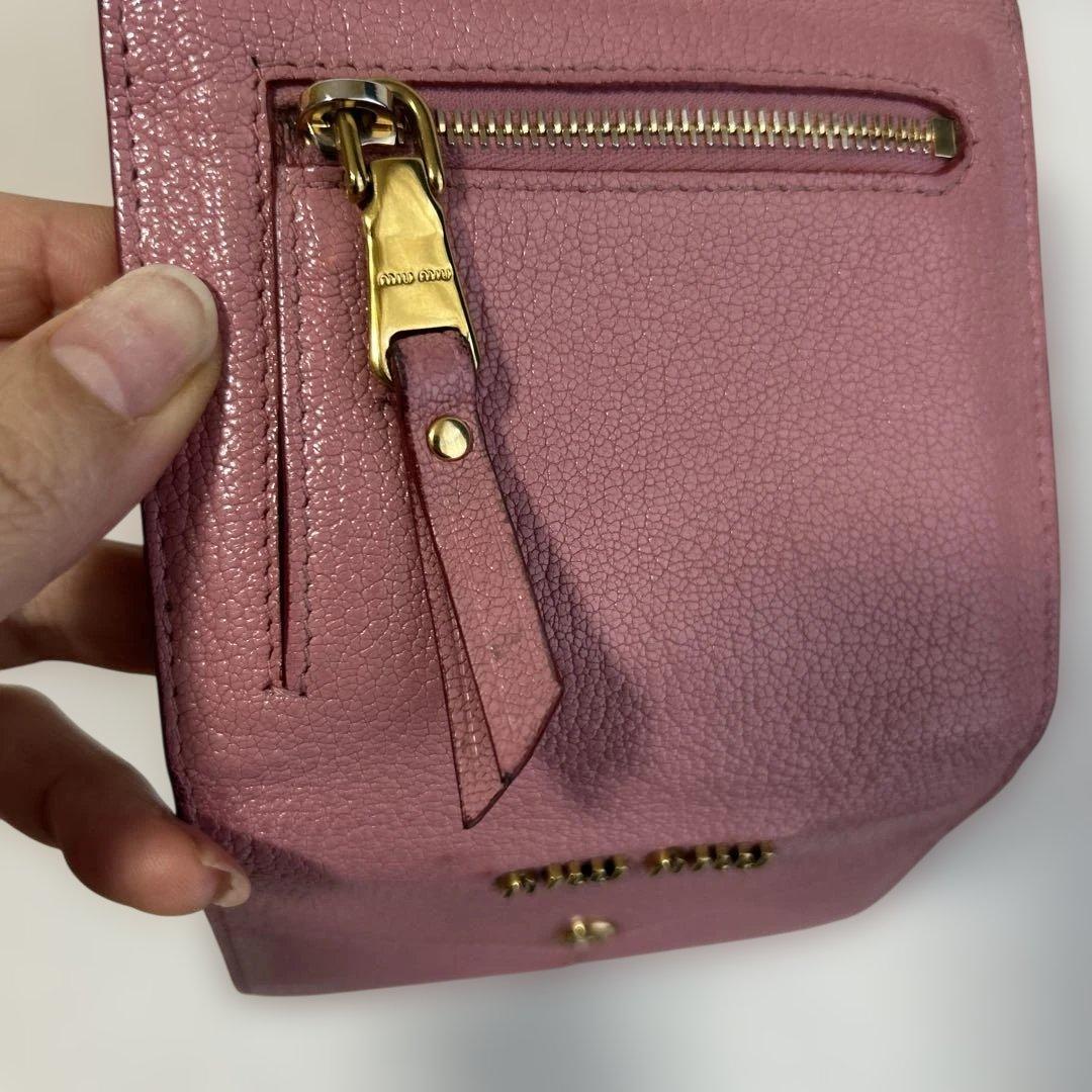 miu miu ピンク 三つ折りレター財布
