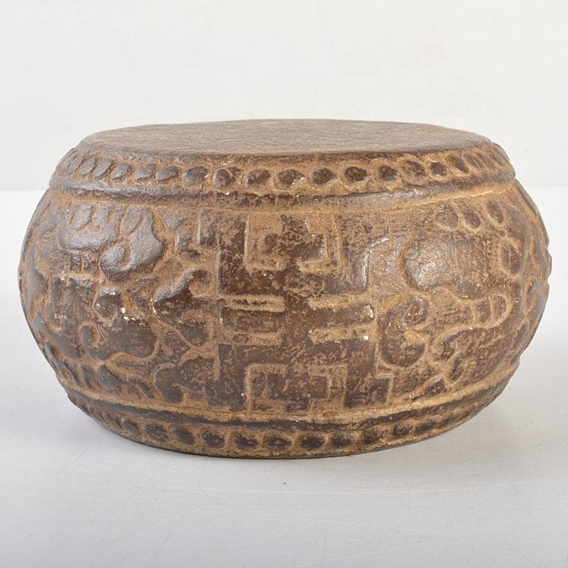 中国　書道具　太鼓形硯　端渓硯　M　R7350