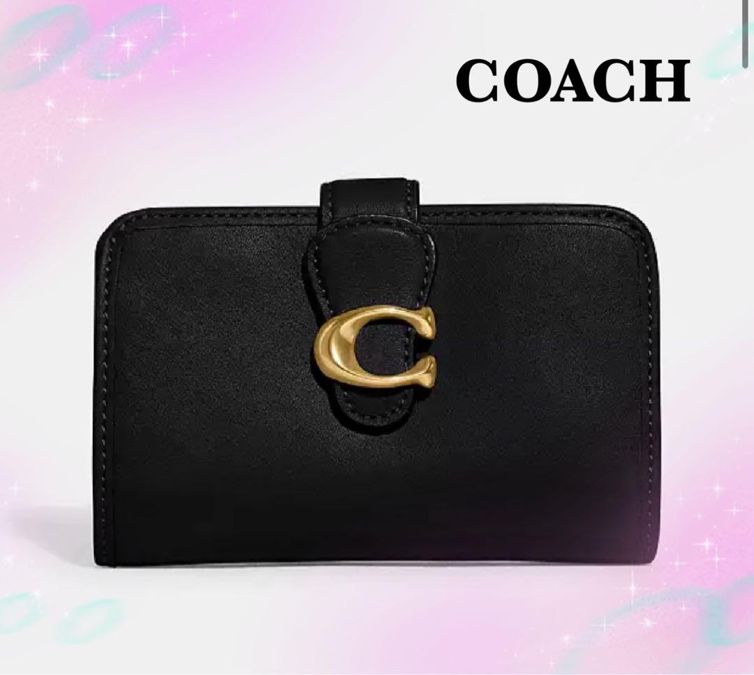 【人気商品】COACH コーチ タビーミディアムウォレット　黒色