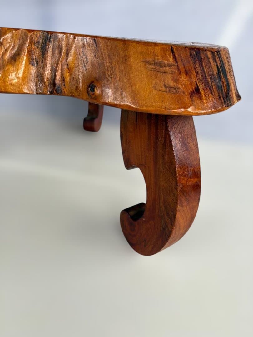 天然木 一枚板 銘木 猫足　欅 座卓 ローテーブル 飾台 古民家　01d145