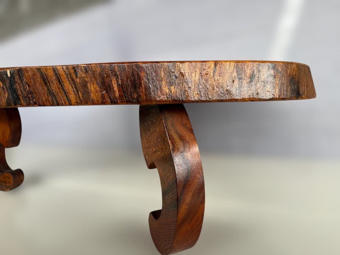 天然木 一枚板 銘木 猫足　欅 座卓 ローテーブル 飾台 古民家　01d145