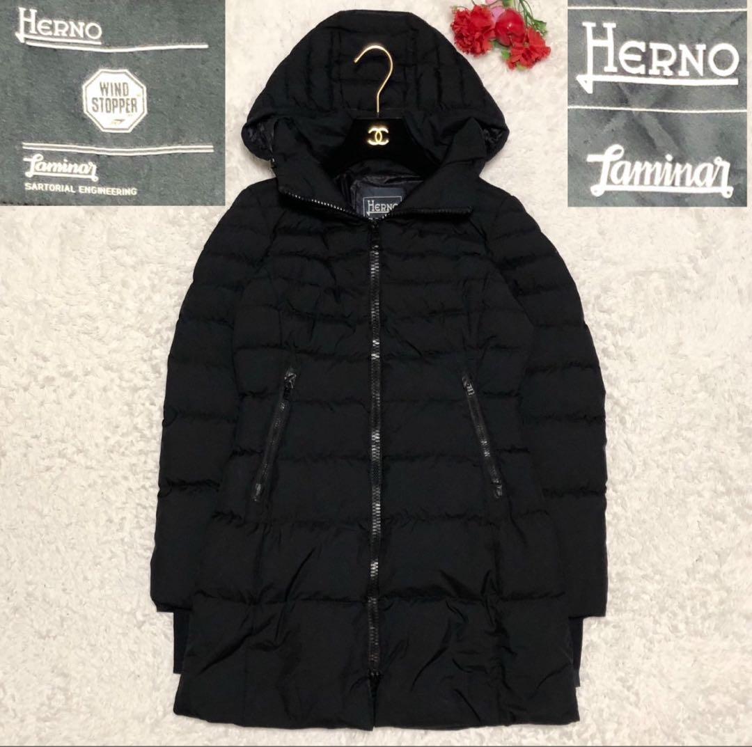専用 HERNO ヘルノ ラミナー 2way ロングダウンコートブラック 42