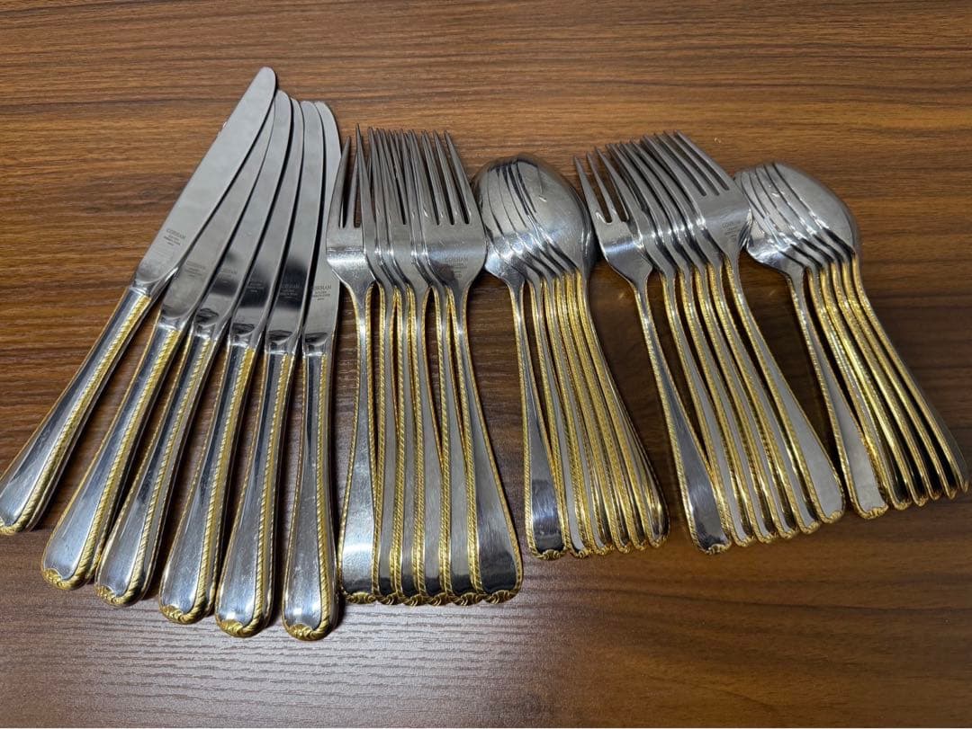Gorham ゴールデンリボンエッジ カトラリーセット　各6本　合計30本セット