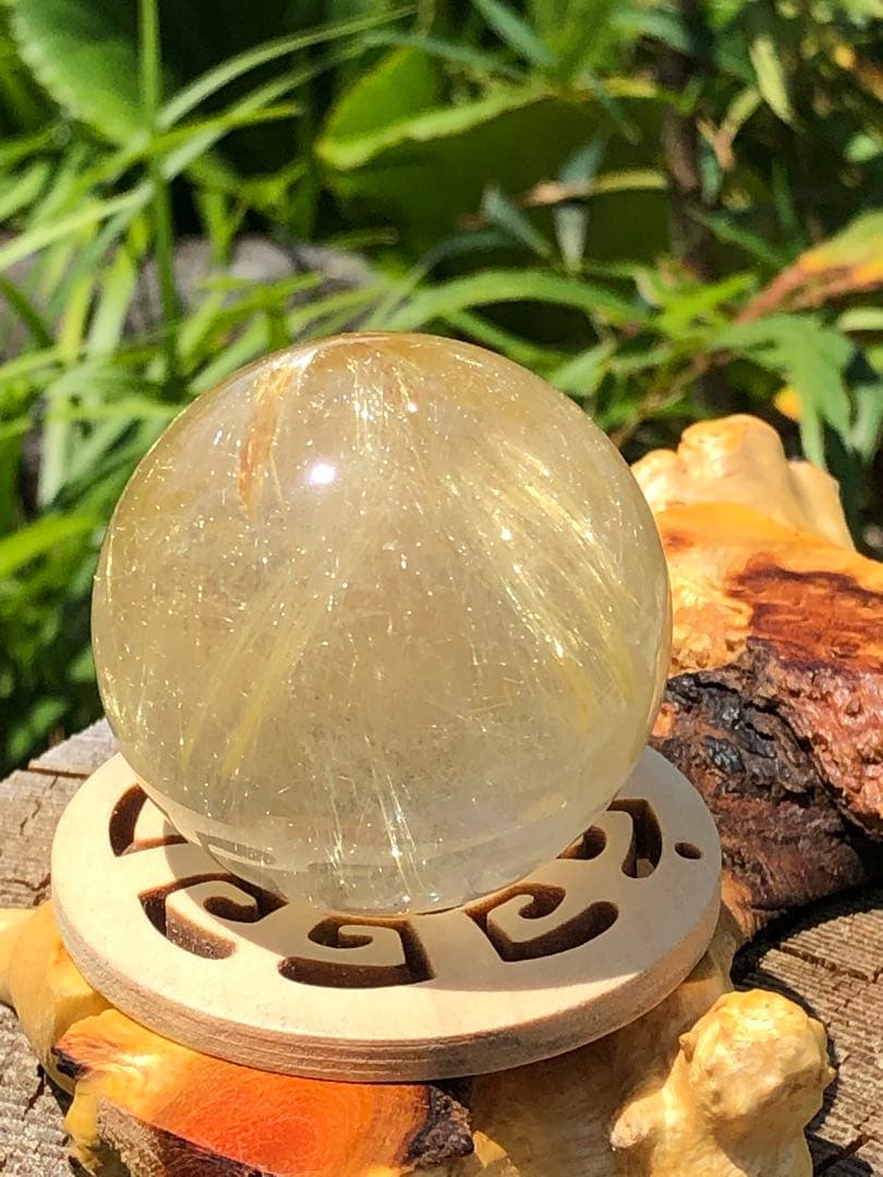 41.5mm ❤️金運アップ　✳タイチンルチル　ゴールドルチルクォーツ　丸玉