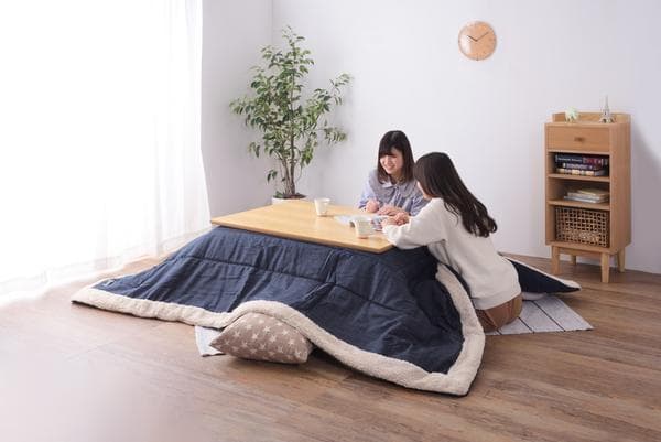 おしゃれ ふかふか かわいい 長方形 ポケット付 こたつ布団 ネイビー