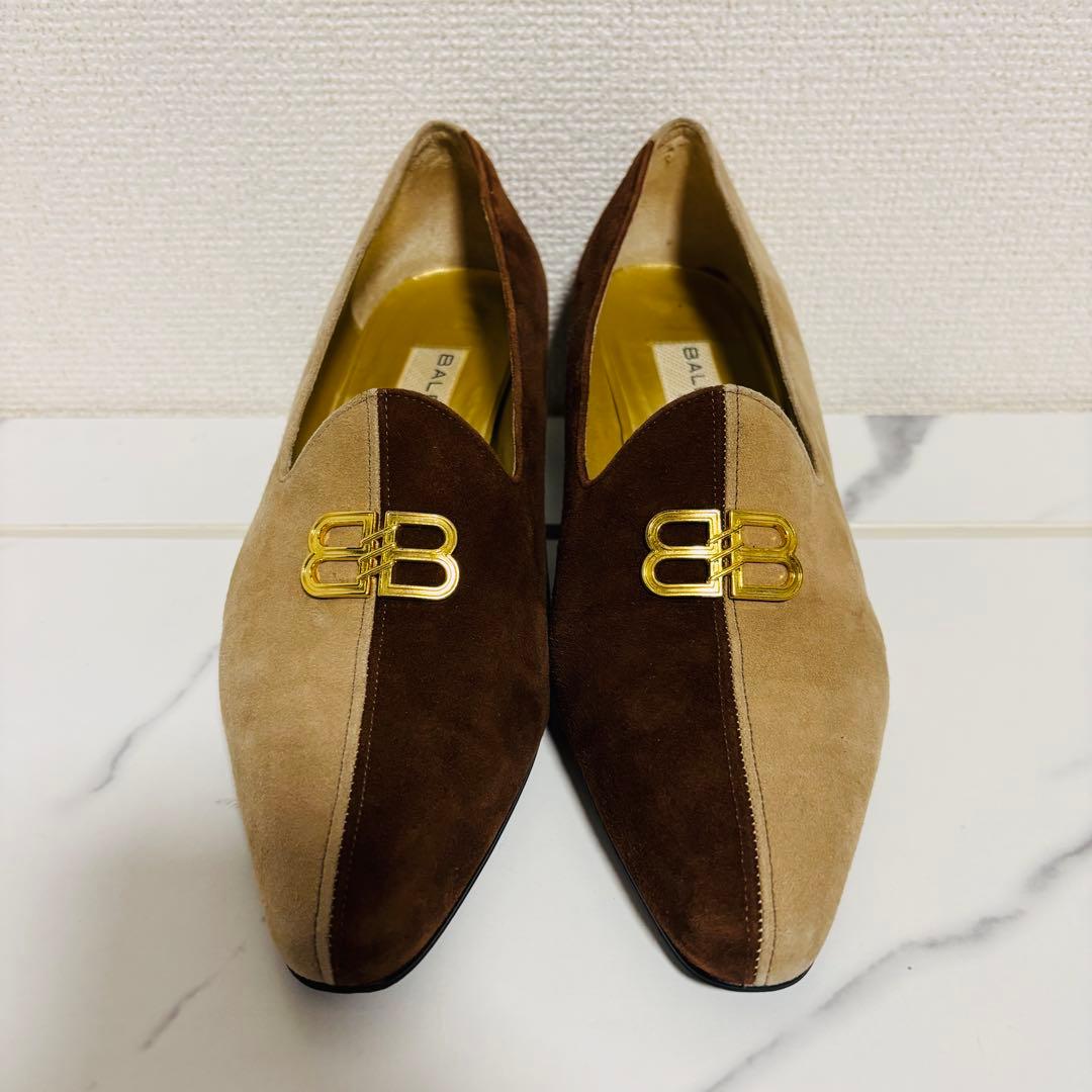 希少 ヴィンテージ バレンシアガ スエード ハイヒール パンプス BBロゴ
