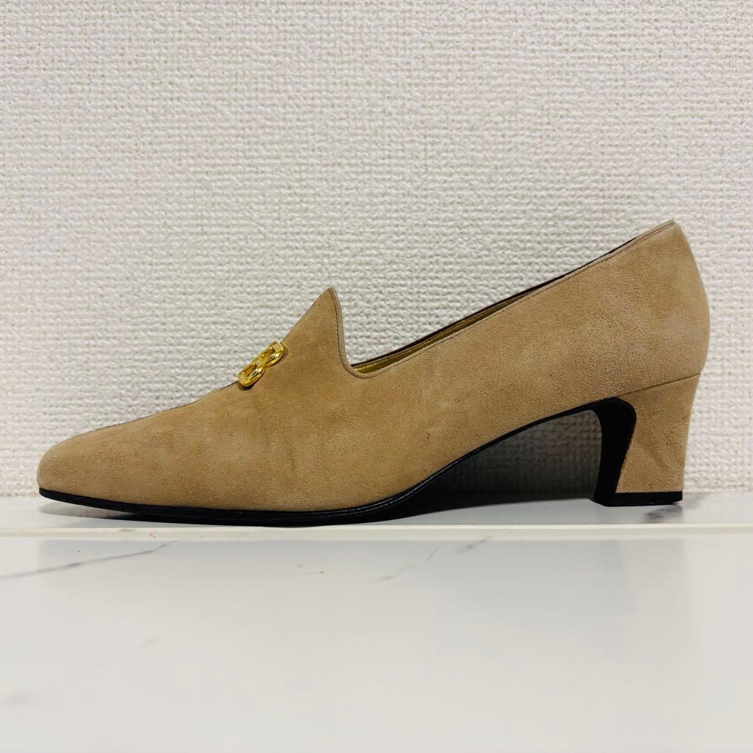 希少 ヴィンテージ バレンシアガ スエード ハイヒール パンプス BBロゴ