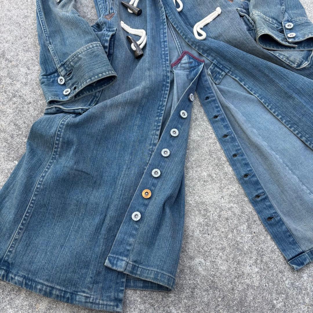 00's vintage デニムダッフルコート ロング丈 y2k グランジ
