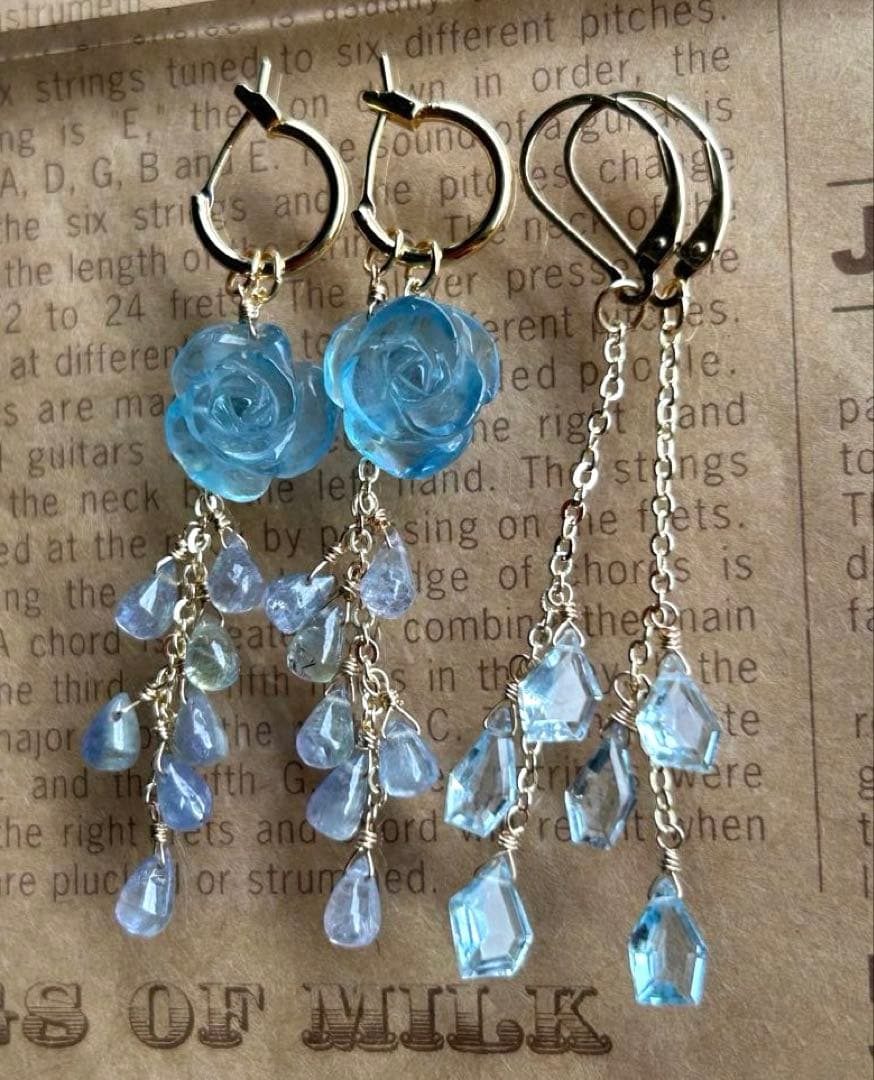 ブルートパーズルース　オーバルコンケーブカットのチャーム他　14kgf