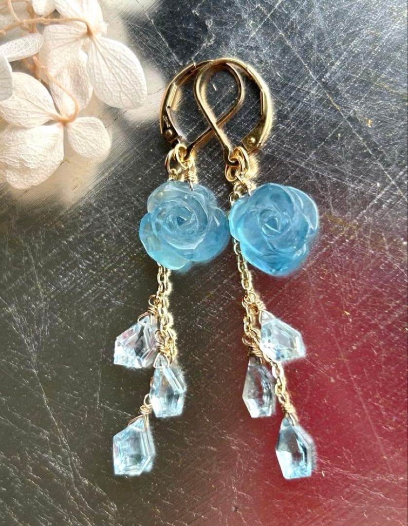 ブルートパーズルース　オーバルコンケーブカットのチャーム他　14kgf